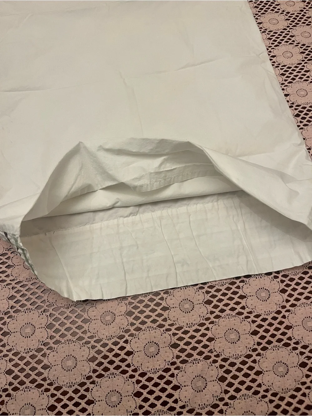 Light Mint Cotton Pillowcase with Multicolor Striped Hem